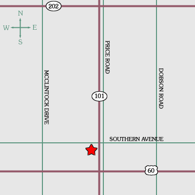 Map of Tempe showing our chiropractic clinic's location